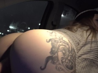 PUBLIC CAR SQUIRT DILDO RIDE ON DASHBOARD W LUVKIS 9.1 VIBRATING DILDO