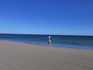 Public nudity hot walking naked on the beach and street. MiaAmahl