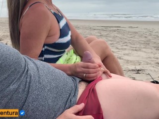 Quickie on public beach, people walking near - Real Amateur